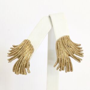 Vintage Monet Mirador Tassle Waterfall Rope Gold Tone Clip-on Earrings Signed